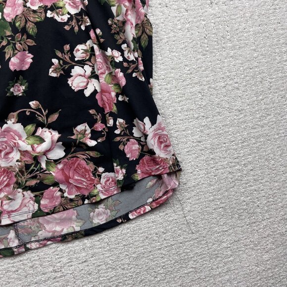 Faith and Joy Los Angeles Women's 3X Floral Roses AOP Lace Yoke Knit Top Blouse - Picture 4 of 11